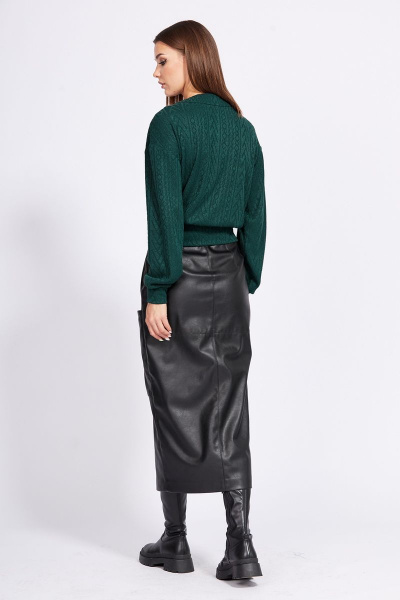 Юбка из экокожи с накладными карманами и зауженным силуэтом EOLA 2283 черный - фото 2