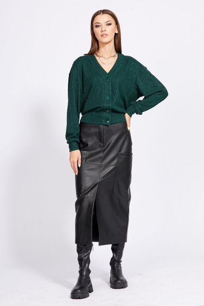 Юбка из экокожи с накладными карманами и зауженным силуэтом EOLA 2283 черный - фото 6