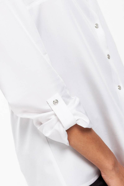 Рубашка белая прямого силуэта из вискозы для офиса Femme & Devur 70407 1.1F(170) - фото 5