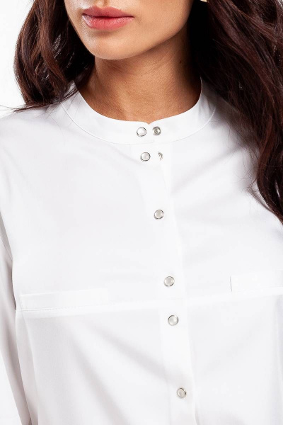 Рубашка белая прямого силуэта из вискозы для офиса Femme & Devur 70407 1.1F(170) - фото 4