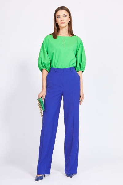 Брюки классические из костюмной ткани на пуговице EOLA 2292 василек - фото 3