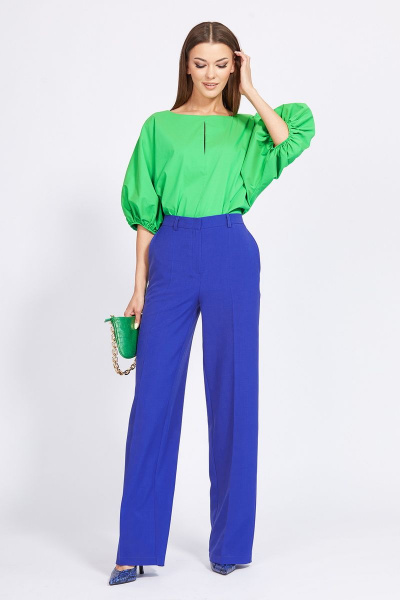 Брюки классические из костюмной ткани на пуговице EOLA 2292 василек - фото 1