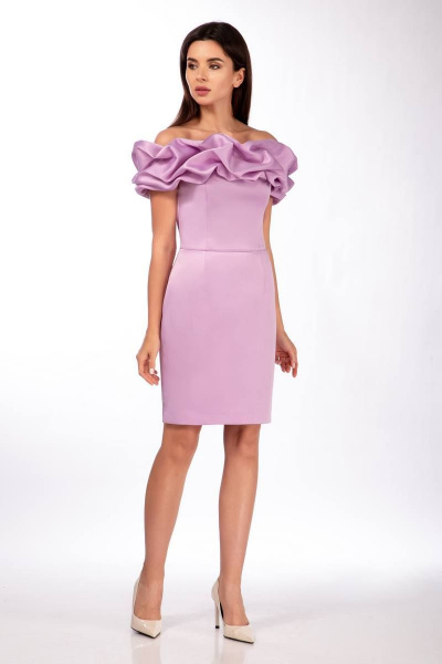 Платье из атласа с рельефами, драпировкой и разрезами Sharm-Art 2151 - фото 3