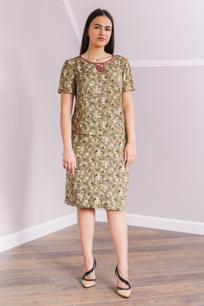 Блуза, юбка MadameRita 5097 оливковый - фото 1