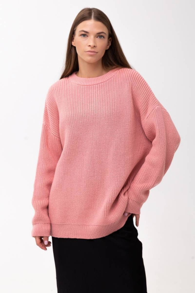 Джемпер хлопковый оверсайз для повседневных образов Romgil 658ХТЗ тускло-розовый - фото 1