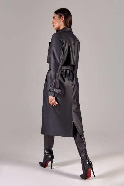 Тренч свободного силуэта из текстиля и эко-кожи FOXY FOX 1417 черный - фото 7