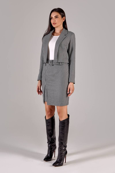 Трехпредметный деловой костюм из текстиля с юбкой и жакетом FOXY FOX 1399 черный - фото 2