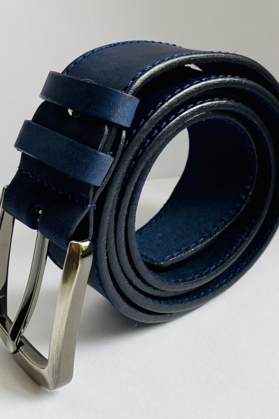 Кожаный синий ремень в обрезку с обработкой краев и пряжкой Galanteya 59318.22с782к45 1р синий - фото 1