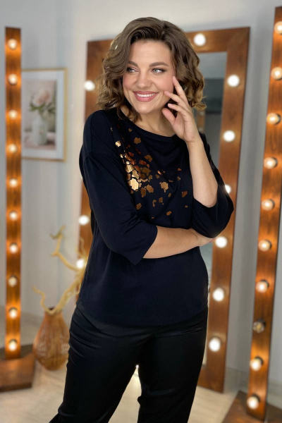 Джемпер из трикотажа с принтом и рукавом 3/4 Rumoda 2089 дл_рук_черный - фото 6