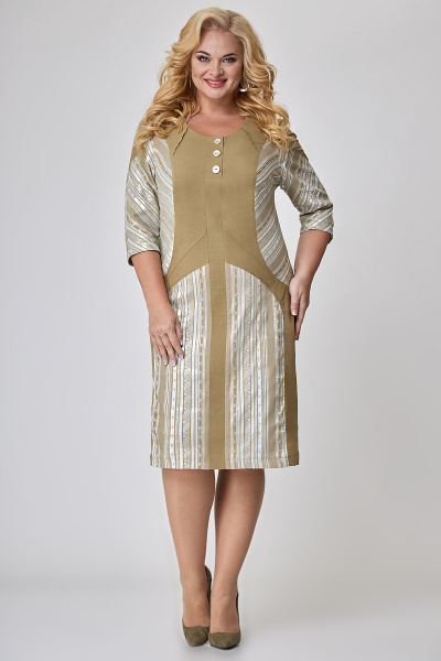 Платье прямое летнее из текстиля с полосками и застежкой на пуговицах Algranda А3912 - фото 1