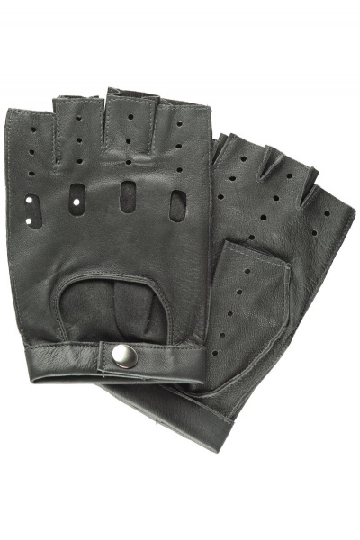 Кожаные перчатки с декоративными перфорациями ACCENT 394 черный - фото 1
