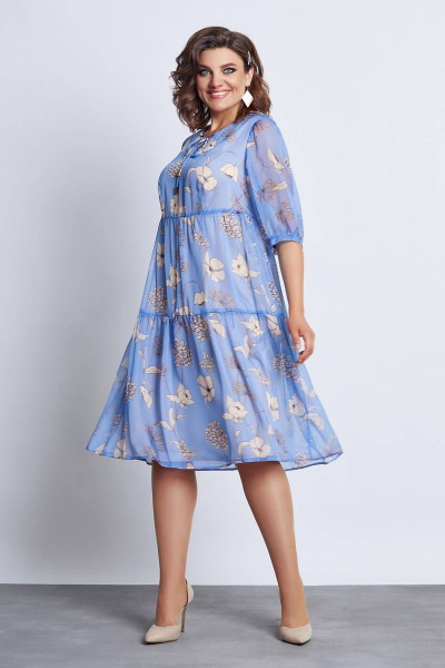 Платье свободного кроя из шифона с отделкой и сборками Mira Fashion 4978 - фото 2