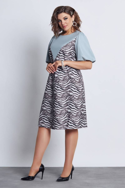 Платье из джинса и искусственной кожи, свободный крой Mira Fashion 5052 - фото 2