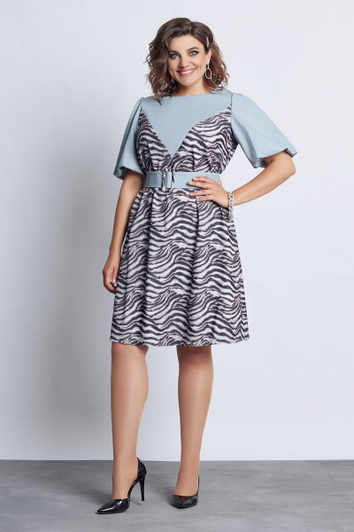 Платье из джинса и искусственной кожи, свободный крой Mira Fashion 5052 - фото 1