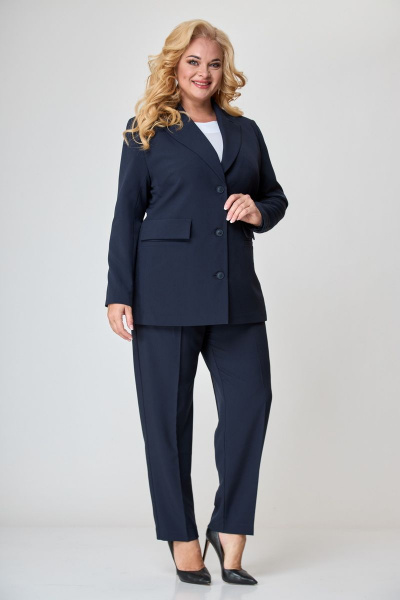 Подарочный костюм из текстиля с застежкой на пуговицы БАГРЯНИЦА 3111 синий - фото 1