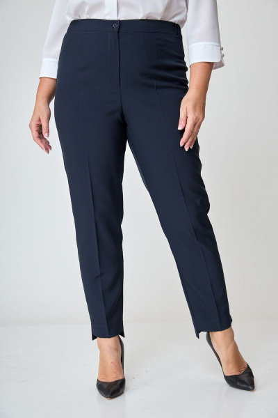 Деловой комплект из топа, жакета и брюк с резинкой БАГРЯНИЦА 5057 синий - фото 18