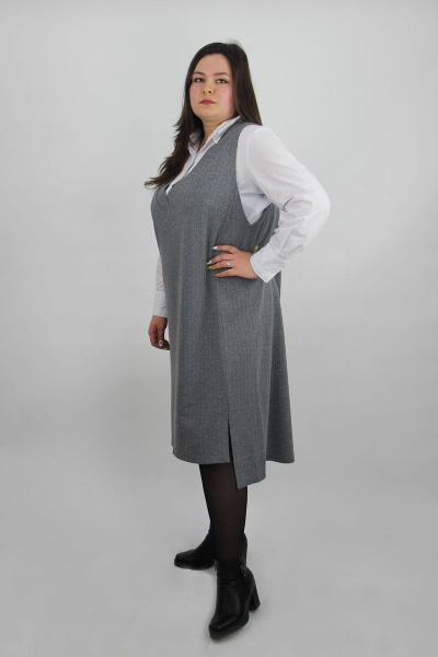 Сарафан расширенный книзу отрезной бочок с разрезом Полесье С4411-21 1С1350-Д43 164 антрацит - фото 1