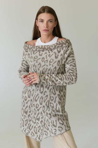 Кардиган Romgil 190ТЗ (164)светло-бежевый,коричневый - фото 1