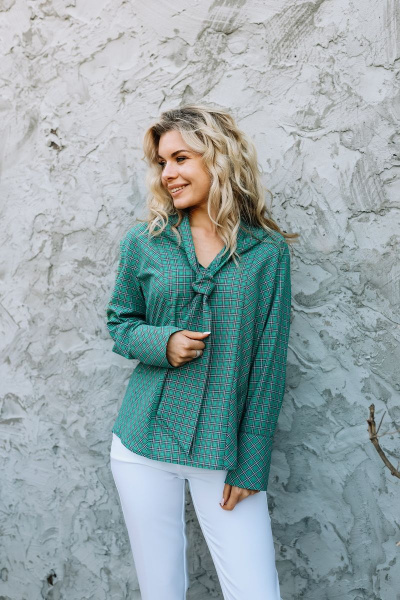 Блуза SandyNa 13929 зеленый_полоска - фото 1