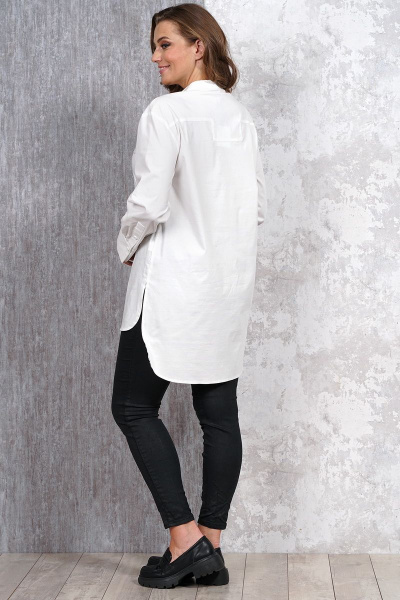 Блуза белая оверсайз из хлопка и текстиля для повседневного стиля Медея и К 2162 белый - фото 5