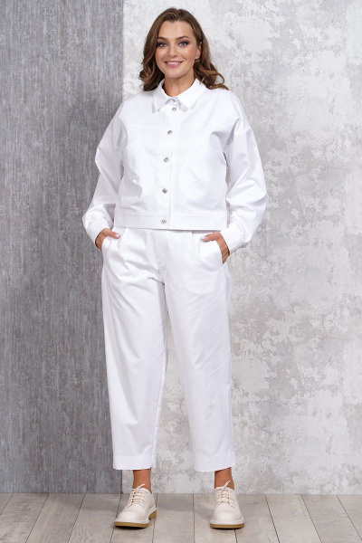 Демисезонные белые брюки из текстиля с хлопком Медея и К 2159 белый - фото 5