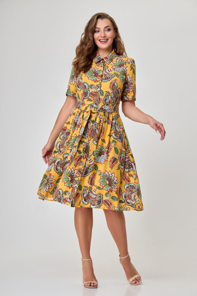 Желтое летнее платье из вискозы длиной 106 см DaLi 5348 желтый - фото 1