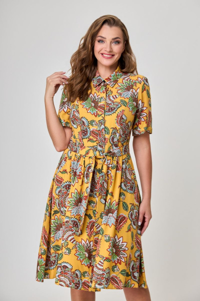 Желтое летнее платье из вискозы длиной 106 см DaLi 5348 желтый - фото 3
