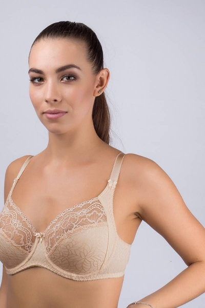 Бюстгальтер с мягкой чашкой и кружевом для ежедневных Verally 2045-3 бежевый - фото 3