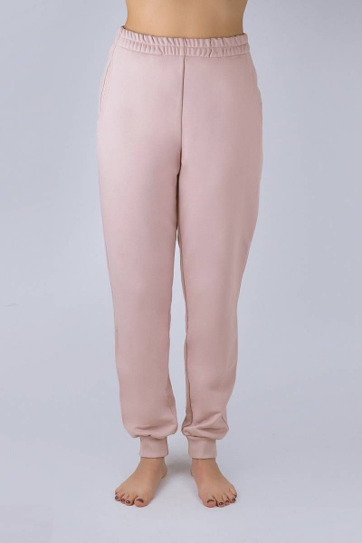 Розовые трикотажные брюки с карманами для стильного комфорта Verally 449-1 лотос - фото 1