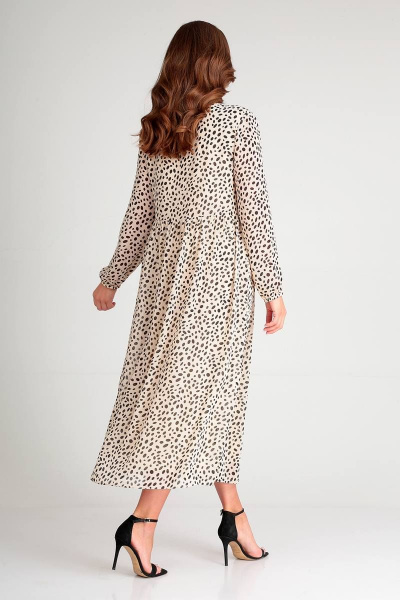 Демисезонный комплект из текстиля с жилетом и платьем Liona Style 813 бежевый - фото 5