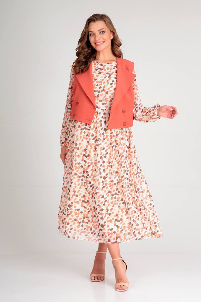 Платье и жилет демисезонный дневной стиль из текстиля Liona Style 813 терракот - фото 3