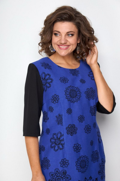 Нарядное платье из текстиля с коротким рукавом 3/4 Solomeya Lux 208 василек - фото 2