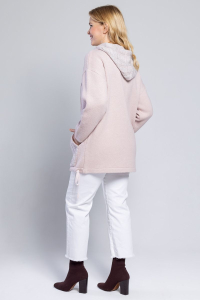 Демисезонный женский жакет с капюшоном и привеской BONADI М-1465 пудра - фото 4