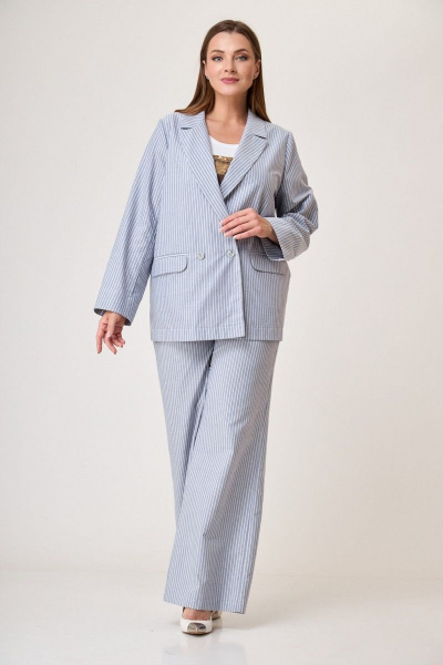 Брюки, жакет Anelli 1299 полоска_перламутр - фото 7