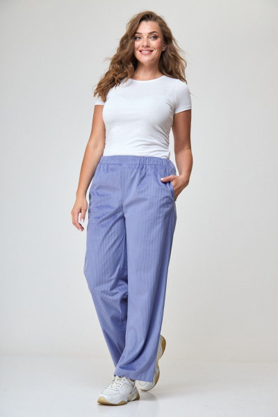 Демисезонный голубой костюм из льна и текстиля Anelli 1240 голубой - фото 5