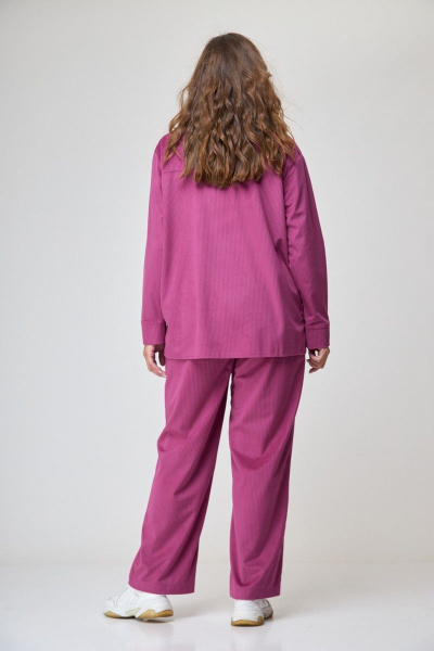 Рубашка прямая из вельвета с разрезами по бокам Anelli 1240.1 малина - фото 6