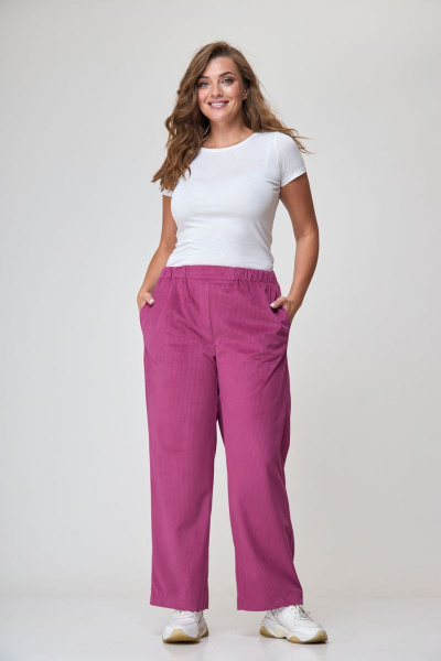 Демисезонные брюки из вельвета с резинкой на поясе Anelli 1240.2 малина - фото 1