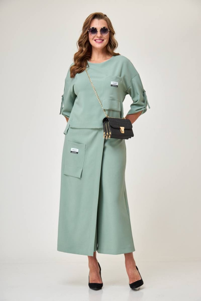 Блуза, кюлоты Taita plus 2131/15 серо-голубой - фото 6