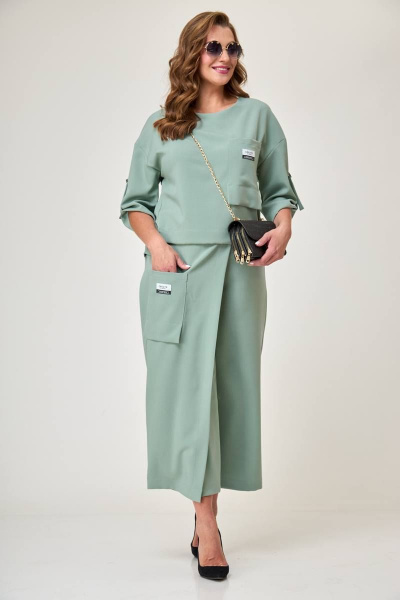 Блуза, кюлоты Taita plus 2131/15 серо-голубой - фото 5