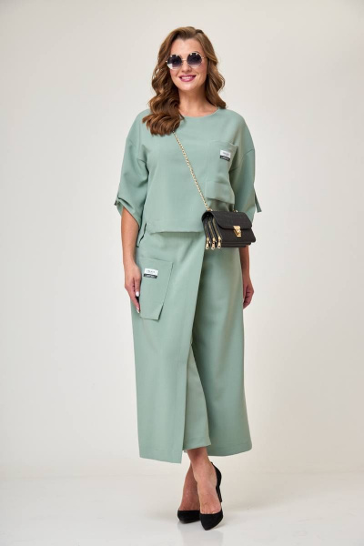 Блуза, кюлоты Taita plus 2131/15 серо-голубой - фото 4