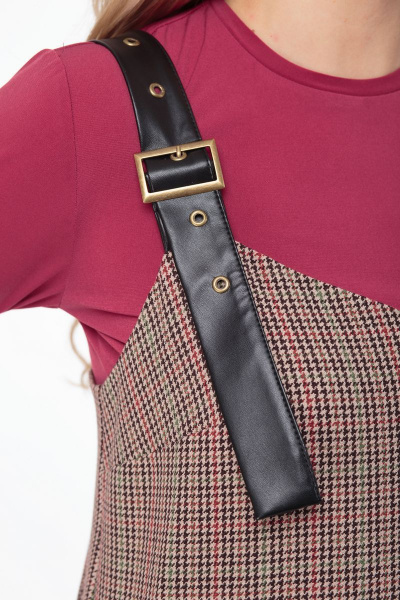 Демисезонный сарафан прямого силуэта из текстиля без рукавов Anelli 763.1 бежевый - фото 2