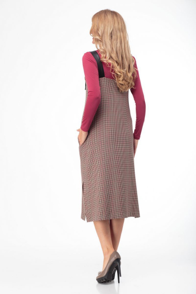 Демисезонный сарафан прямого силуэта из текстиля без рукавов Anelli 763.1 бежевый - фото 3