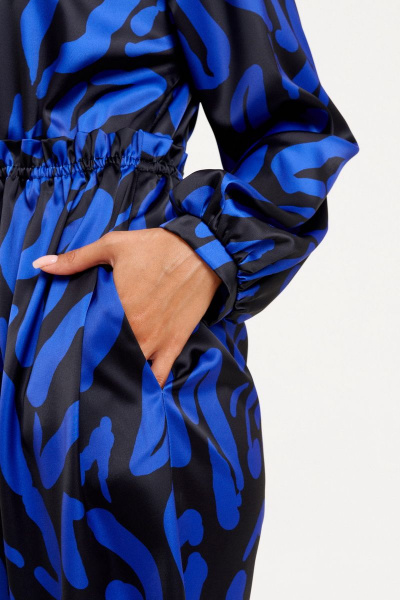 Приталенное синее платье из текстиля с карманами ELLETTO 1914 - фото 7