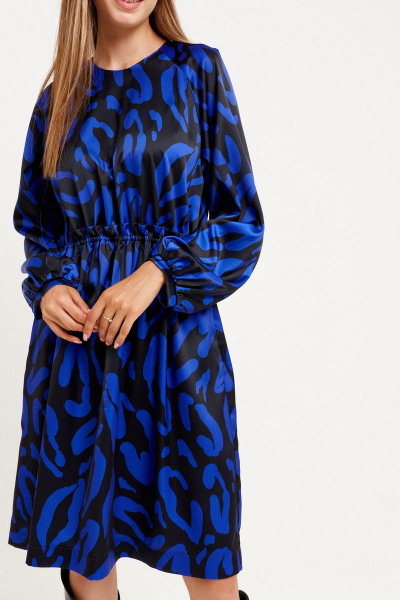 Приталенное синее платье из текстиля с карманами ELLETTO 1914 - фото 6