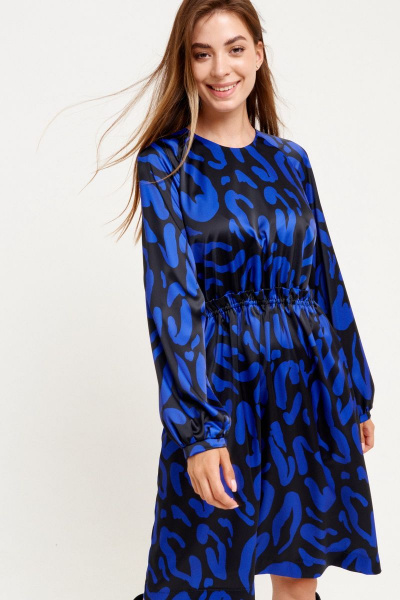 Приталенное синее платье из текстиля с карманами ELLETTO 1914 - фото 5