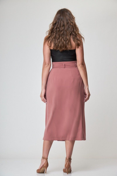 Юбка на запах с асимметричными деталями и длинной ниже колена Anelli 874.1 терракот - фото 5