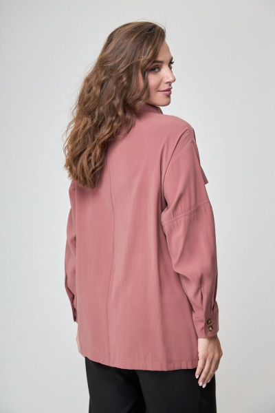 Рубашка короткая асимметричная с прорезными карманами Anelli 874.2 терракот - фото 7