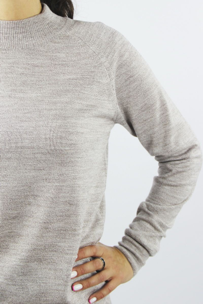 Свитер прямой силует с длинным рукавом реглан и стойкой Полесье С3316-15 5С1754-Д43 170,176 кофейный+суровый - фото 4