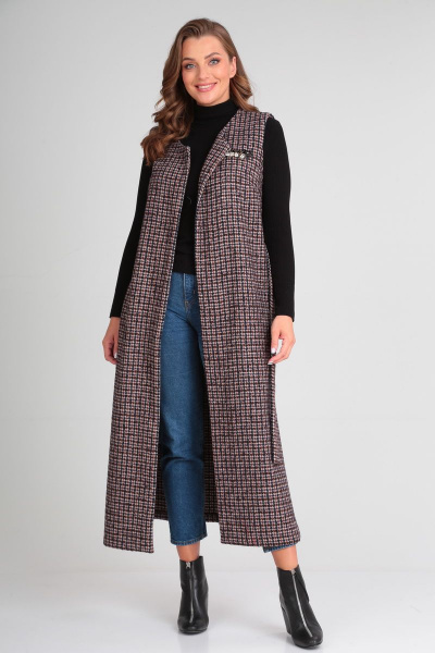 Жилет Michel chic 354 коричнево-синий - фото 4