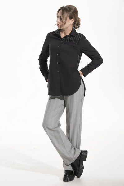 Рубашка-рубашка из хлопкового текстиля с кокеткой на спинке Golden Valley 2308 черный - фото 2